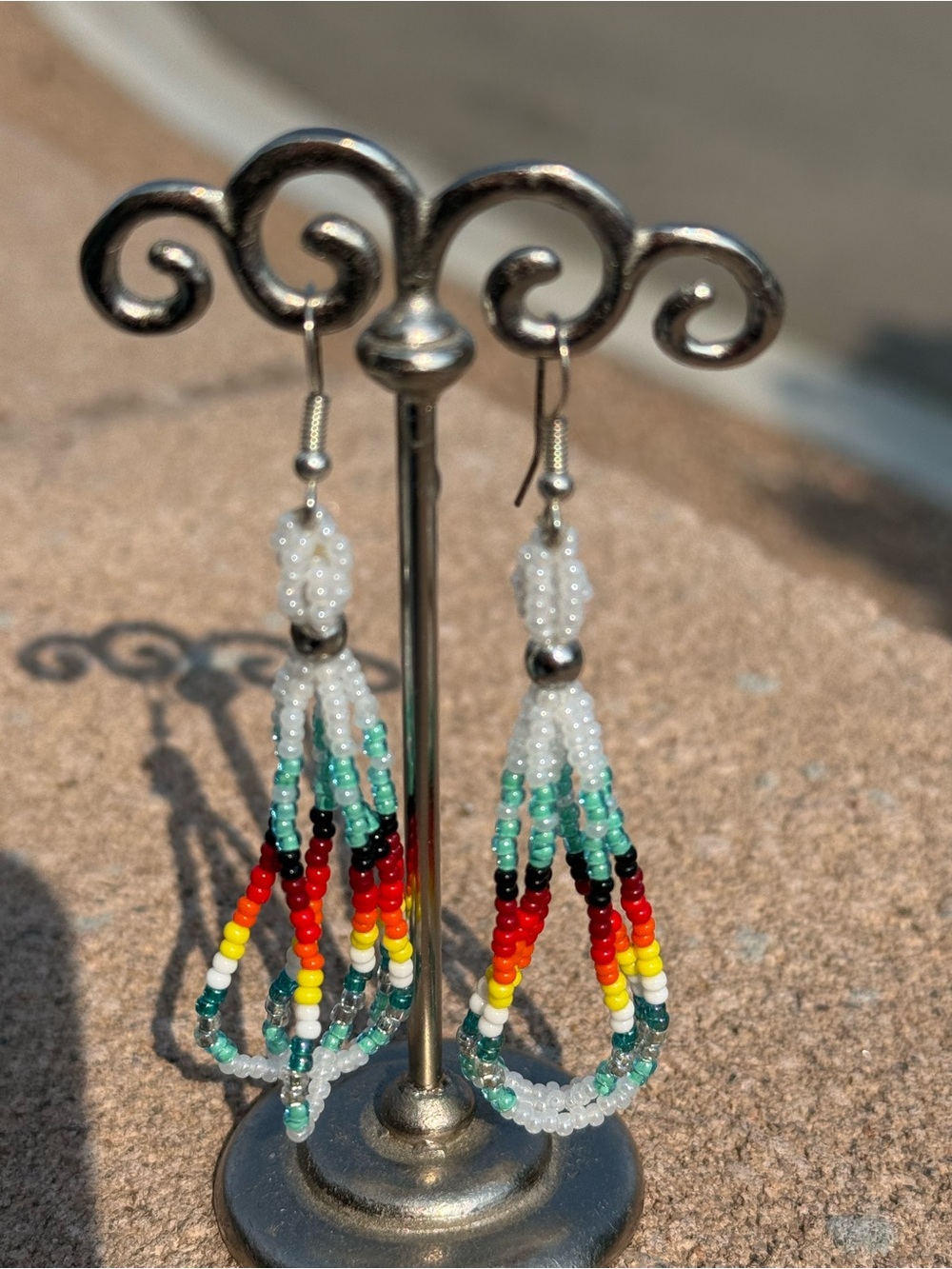 Southwest Bohemian Rainbow Seed Bead Earrings